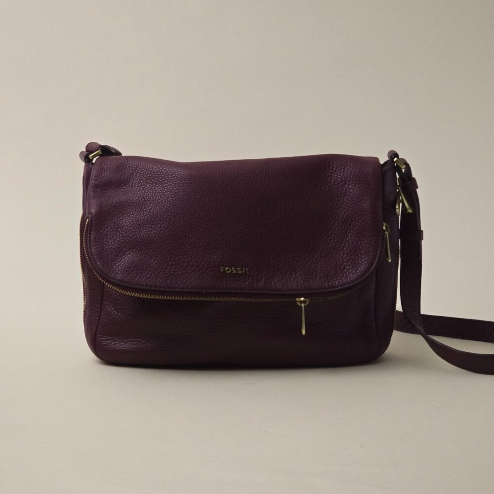 Fossil Preston Large Crossbody In Burgundy Leather
